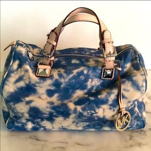 MICHAEL KORS Grayson Tie Dye Blue Satchel Bag